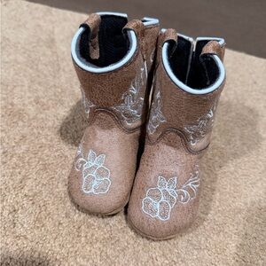Brown Baby Cowboy Boots with White Embroidery